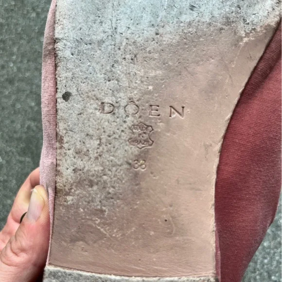 DOEN Pink Velvet Mary Jane Slippers Ballet Flats - Picture 7 of 12